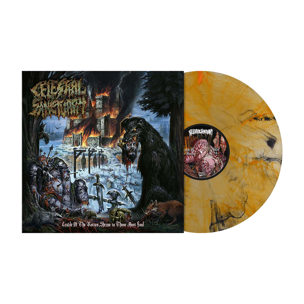 Celestial Sanctuary (Cradle of The Rotten, Shrine To Those Most Foul) Clear Orange Black Smoke Vinyl