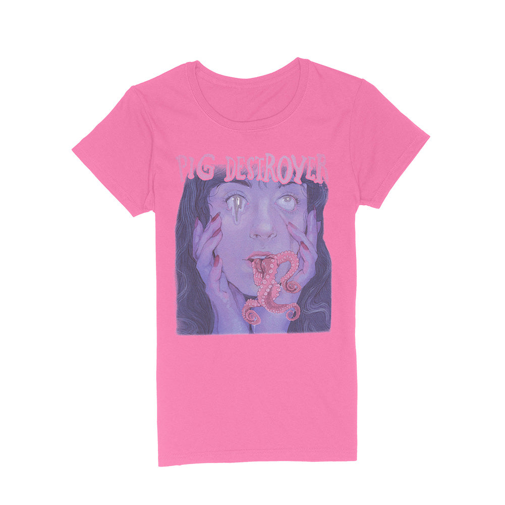 Pig Destroyer (Tentacles In Mouth Pink) Fitted Girl T-Shirt